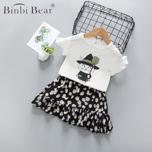 children's suit girls' summer clothes new korean short sleeve cartoon t-shirt two piece daisy chiffon and skirt clothing sets for, White
children's suit girls' summer clothes new korean short sleeve cartoon t-shirt two piece daisy chiffon and skirt clothing sets for, White