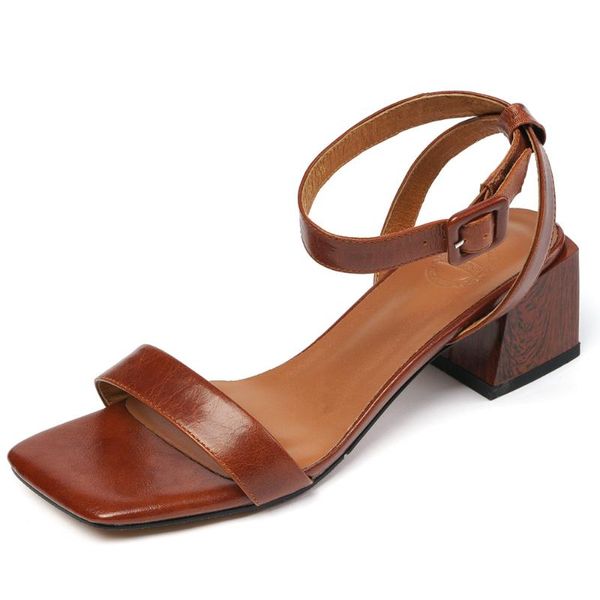 sandals women's genuine leather ankle strap thick high heel open toe retro brown summer soft comfortable daily dress shoes, Black
sandals women's genuine leather ankle strap thick high heel open toe retro brown summer soft comfortable daily dress shoes, Black