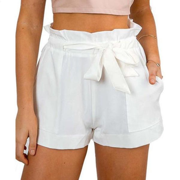 women cotton blend high waist short pants casual summer loose solid color drawstring regular style shorts, White;black
women cotton blend high waist short pants casual summer loose solid color drawstring regular style shorts, White;black