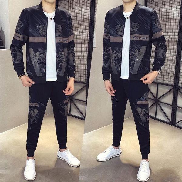 running sets men tracksuit set zipper jacket +pants two-piece men's 2021 autumn winter korean style casual printed sportwear jogging1, Black;blue
running sets men tracksuit set zipper jacket +pants two-piece men's 2021 autumn winter korean style casual printed sportwear jogging1, Black;blue