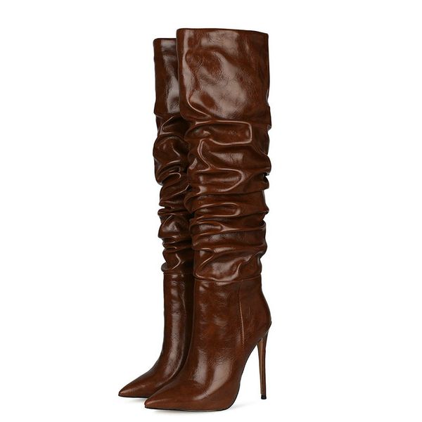 boots 2021 brand fashion knee high pleated women super heel long ladies pointed toe autumn winer shoes, Black
boots 2021 brand fashion knee high pleated women super heel long ladies pointed toe autumn winer shoes, Black