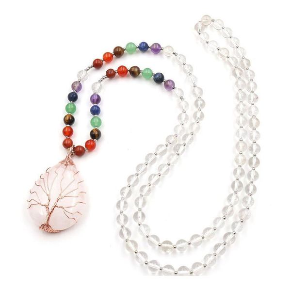 7 chakra natural stone white crystal long chain necklace for women men tree of life handmade water drop pendant necklace qylxkk, Black
7 chakra natural stone white crystal long chain necklace for women men tree of life handmade water drop pendant necklace qylxkk, Black