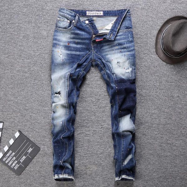 men's jeans italian style fashion men retro blue spliced paint slim ripped punk pants streetwear hip hop biker homme
men's jeans italian style fashion men retro blue spliced paint slim ripped punk pants streetwear hip hop biker homme
