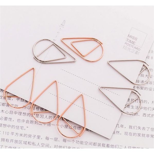 10 Pieces/lot Portable Plastic Drop Shaped Paper Clips Gold Silver Color Funny Kawaii Bookmark Office School Stationer Jllnol Bdebag