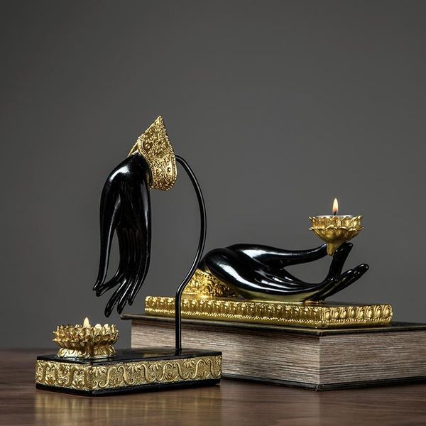 candle holders classical art hand gesture resin decorative candlestick