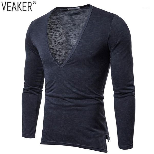 2020 new men's casual long sleeve t shirt men solid color deep v neck t shirt slim fit black white fitness tshirt 1, White;black
2020 new men's casual long sleeve t shirt men solid color deep v neck t shirt slim fit black white fitness tshirt 1, White;black