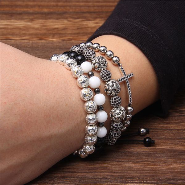fashion charm bracelet set men vintage lion head brave energy women adjustable lucky cross bangle natural stone pulsera, Black
fashion charm bracelet set men vintage lion head brave energy women adjustable lucky cross bangle natural stone pulsera, Black