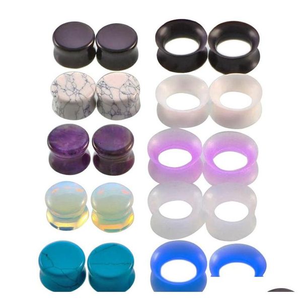10 pair nature stone ear plugs silicone tunnels double flare gauges ear stretcher earlet expanders body piercing jewelry 6-16mm mix vio4v, Silver
10 pair nature stone ear plugs silicone tunnels double flare gauges ear stretcher earlet expanders body piercing jewelry 6-16mm mix vio4v, Silver