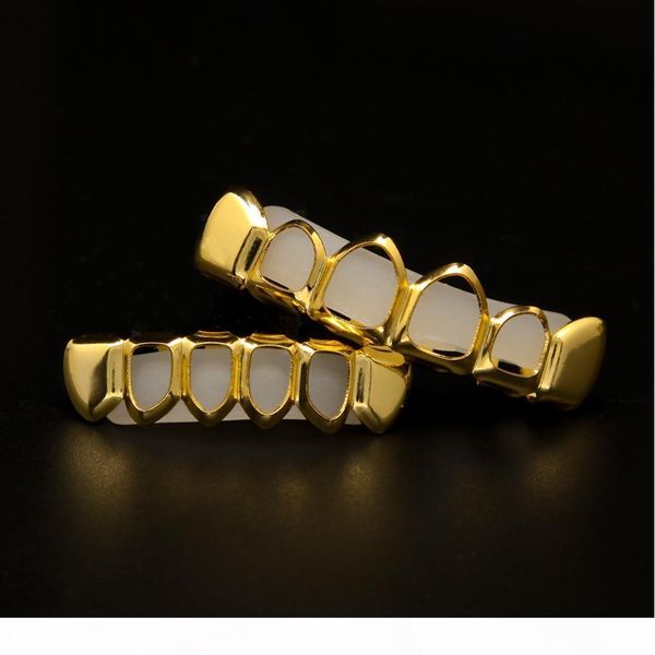 men s hip hop teeth grillz sets 6 &bottom hollow smooth gold silver dental grills for women rock fashion body jewelry accessories, Black
men s hip hop teeth grillz sets 6 &bottom hollow smooth gold silver dental grills for women rock fashion body jewelry accessories, Black