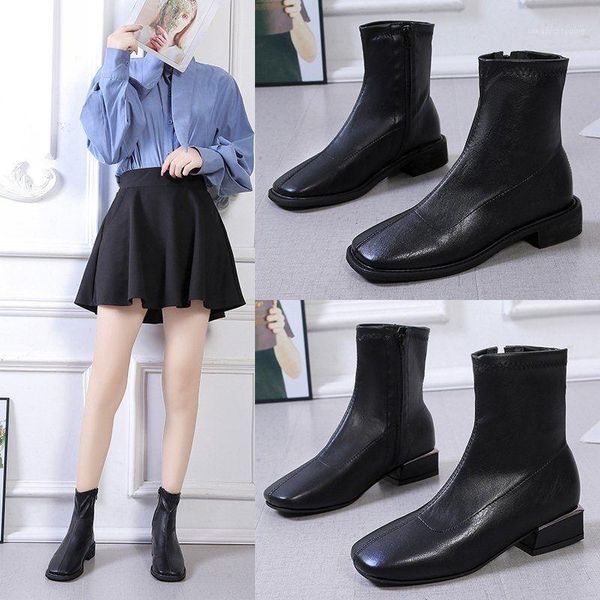 ladies leisure solid black ankle boots girls classic style autumn shoes women square head booties1
ladies leisure solid black ankle boots girls classic style autumn shoes women square head booties1