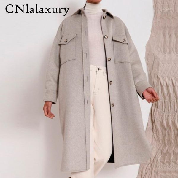 women autumn winter loose wool blends coats 2020 long sleeve jacket pockets office lady female fashion street outerwear overcoat1, Black
women autumn winter loose wool blends coats 2020 long sleeve jacket pockets office lady female fashion street outerwear overcoat1, Black
