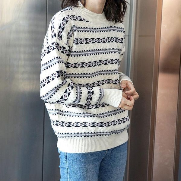 knitted sweater women vintage sweater harajuku striped o-neck long sleeve loose chic korean pullover autumn 2020 woman, White;black
knitted sweater women vintage sweater harajuku striped o-neck long sleeve loose chic korean pullover autumn 2020 woman, White;black