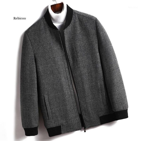 men's wool jacket autumn mens casual plaid baseball jacket fashion warm slim fit coats male, Black;brown
men's wool jacket autumn mens casual plaid baseball jacket fashion warm slim fit coats male, Black;brown