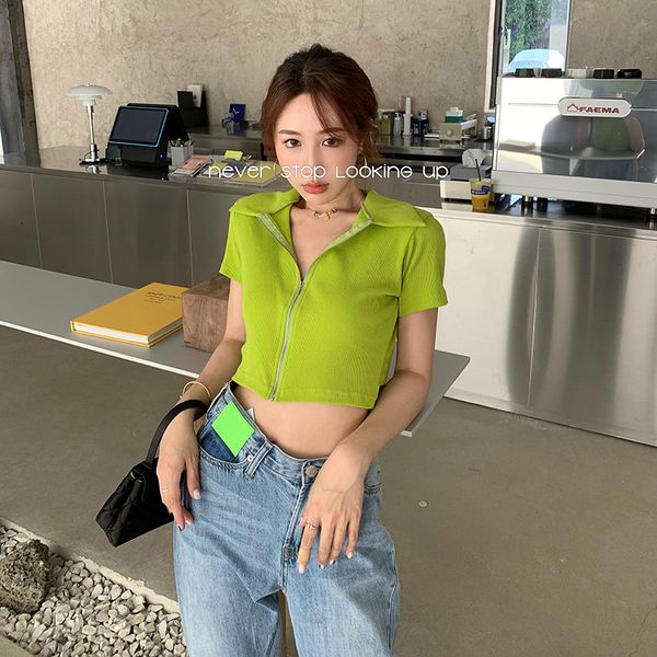 2021 New 4-color summer sleeve t-shirts of women femme shirt turn down collar women's short cardigan zipper (r98263) STSI, White
2021 New 4-color summer sleeve t-shirts of women femme shirt turn down collar women's short cardigan zipper (r98263) STSI, White