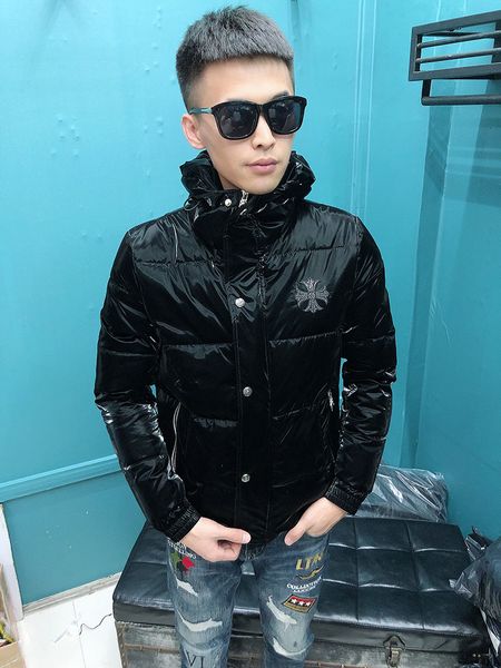 cotton padded jacket men's new winter fashion drill croxin coat social spirit guy slim cotton clothes, Black
cotton padded jacket men's new winter fashion drill croxin coat social spirit guy slim cotton clothes, Black