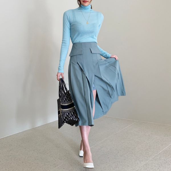 2021 high waist pleated split midi skirt women fashion tide new spring autumn office lady pgwc, Black
2021 high waist pleated split midi skirt women fashion tide new spring autumn office lady pgwc, Black