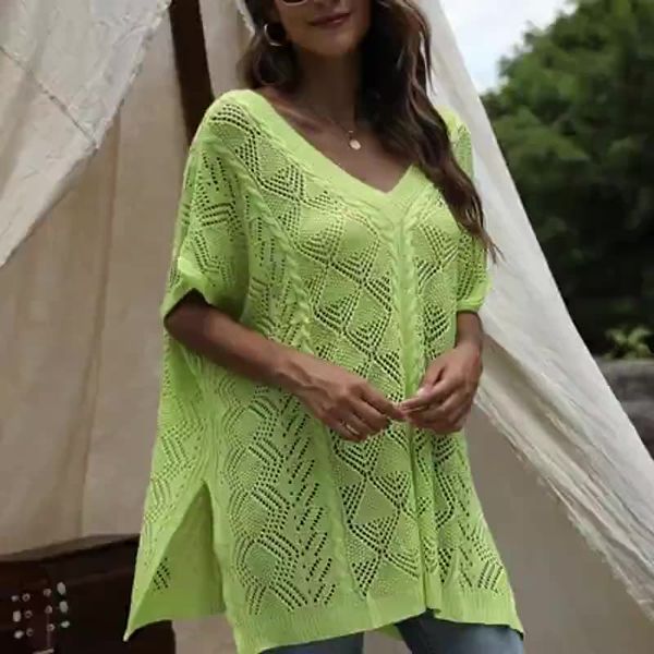 2022 women's sweaters designer clothing solid color v-neck hollow short-sleeved knitted shawl dolman sleeves retro casual, White;black
2022 women's sweaters designer clothing solid color v-neck hollow short-sleeved knitted shawl dolman sleeves retro casual, White;black