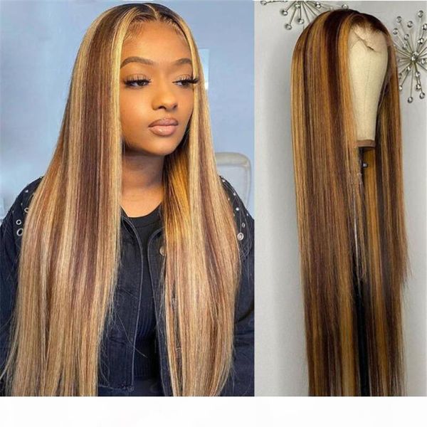 highlight blonde human hair lace wigs with baby hair ombre long straight brazilian remy silk base wigs for women, Black;brown 
highlight blonde human hair lace wigs with baby hair ombre long straight brazilian remy silk base wigs for women, Black;brown