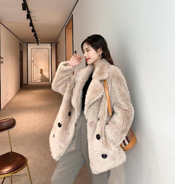 winter fur coat women both side wear lamb shearling jacket faux lamb wool fur suede leather maxi coat loose female outwear1, Black
winter fur coat women both side wear lamb shearling jacket faux lamb wool fur suede leather maxi coat loose female outwear1, Black