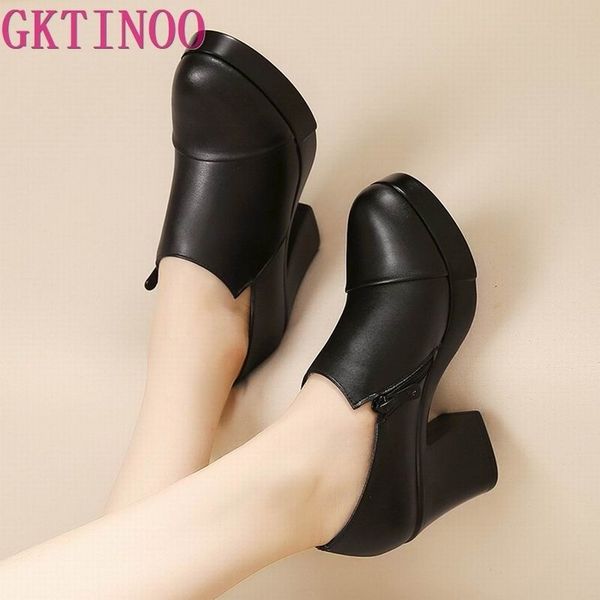 women's spring and autumn shoes thick high heels fashion women genuine leather shoes first layer of cowhide platform pumps y200111, Black
women's spring and autumn shoes thick high heels fashion women genuine leather shoes first layer of cowhide platform pumps y200111, Black