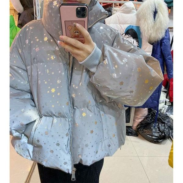 snowflake winter warm overcoat long reflective jacket luminous casual coat thick streetwear loose glowing parka padded outwear, Black
snowflake winter warm overcoat long reflective jacket luminous casual coat thick streetwear loose glowing parka padded outwear, Black