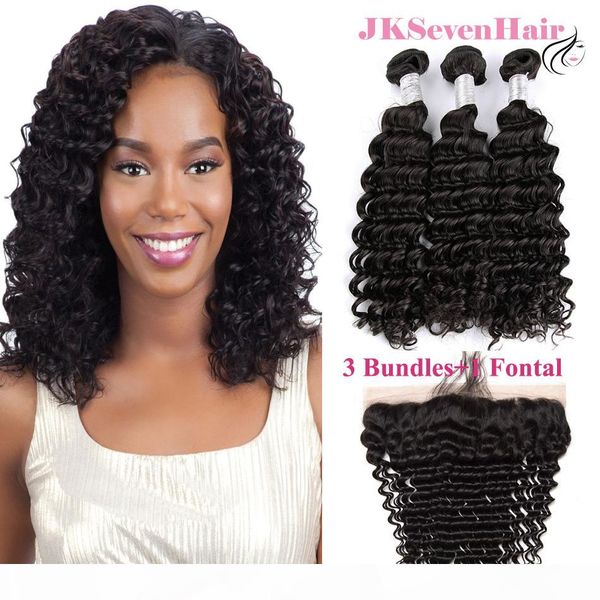 12a grade deep wave brazilian virgin hair extensions 3 bundles with lace frontal unprocessed malaysian peruvian indian hair weaves, Black
12a grade deep wave brazilian virgin hair extensions 3 bundles with lace frontal unprocessed malaysian peruvian indian hair weaves, Black