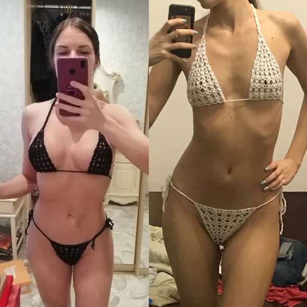 sunbathe hand crochet bikini suit mini swimwear swimsuit bandage bathing suits pad