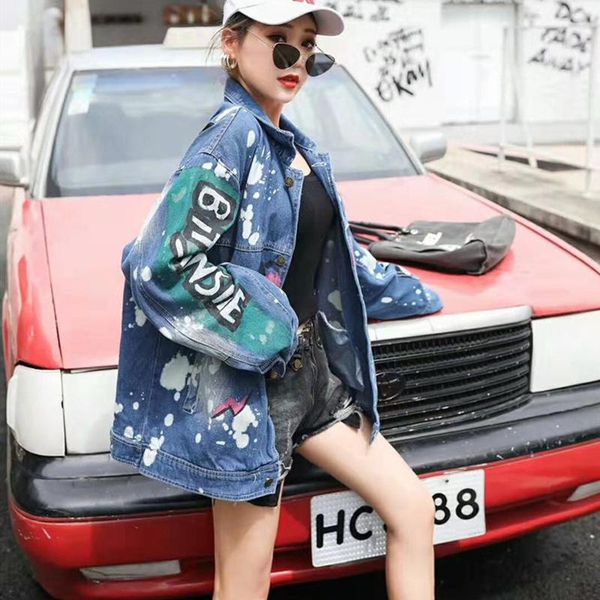 women's jackets autumn spring and 2021 women punk wind denim jacket taro stick sequins wash water cowboy jeans coat, Black;brown
women's jackets autumn spring and 2021 women punk wind denim jacket taro stick sequins wash water cowboy jeans coat, Black;brown