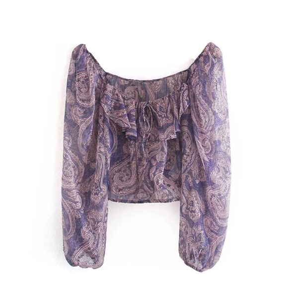 2021 new women vintage printed semi-sheer cropped raing blouse fashion long sleeves ruffled elastic trims mujer chic v21q, White
2021 new women vintage printed semi-sheer cropped raing blouse fashion long sleeves ruffled elastic trims mujer chic v21q, White