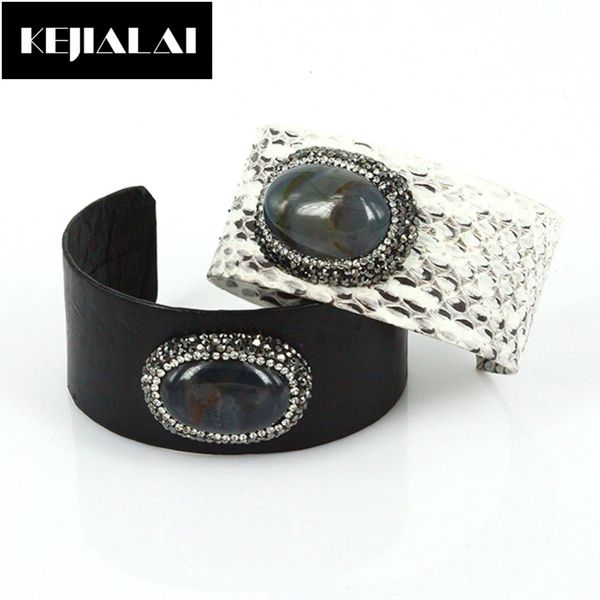 bangle punk jewelry python leather for women natural stone pave with rhinestone shining bracelets adjustable cuff, Black
bangle punk jewelry python leather for women natural stone pave with rhinestone shining bracelets adjustable cuff, Black