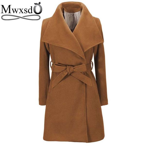 autumn winter women woolen long coat and jacket womens middle long warm lapel belted jackets, Tan;black
autumn winter women woolen long coat and jacket womens middle long warm lapel belted jackets, Tan;black