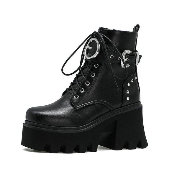 women platform rivet martin boots fashion buckle thick high heel ankle boots lady square toe autumn winter short, Black
women platform rivet martin boots fashion buckle thick high heel ankle boots lady square toe autumn winter short, Black