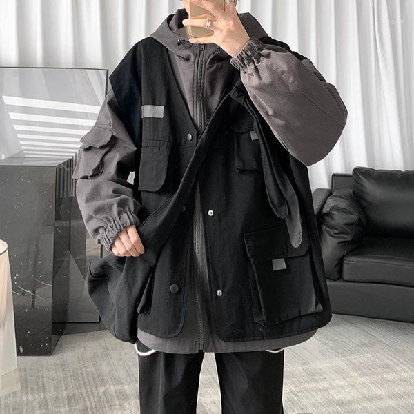 spring and autumn tooling jacket korean fashion loose style fake two-piece men's hooded jacket korean version fashion loose1, Black;white
spring and autumn tooling jacket korean fashion loose style fake two-piece men's hooded jacket korean version fashion loose1, Black;white