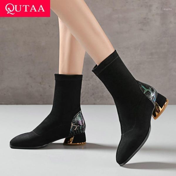 boots qutaa 2021 square toe fashion ankle autumn winter flock stretch slip on women shoes heel short size 34-431, Black
boots qutaa 2021 square toe fashion ankle autumn winter flock stretch slip on women shoes heel short size 34-431, Black