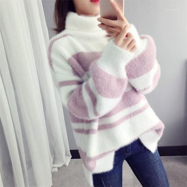 women's sweaters 2021 high neck sweater female striped long sleeve loose hooded imitation water velvet autumn and winter bottoming shir, White;black
women's sweaters 2021 high neck sweater female striped long sleeve loose hooded imitation water velvet autumn and winter bottoming shir, White;black