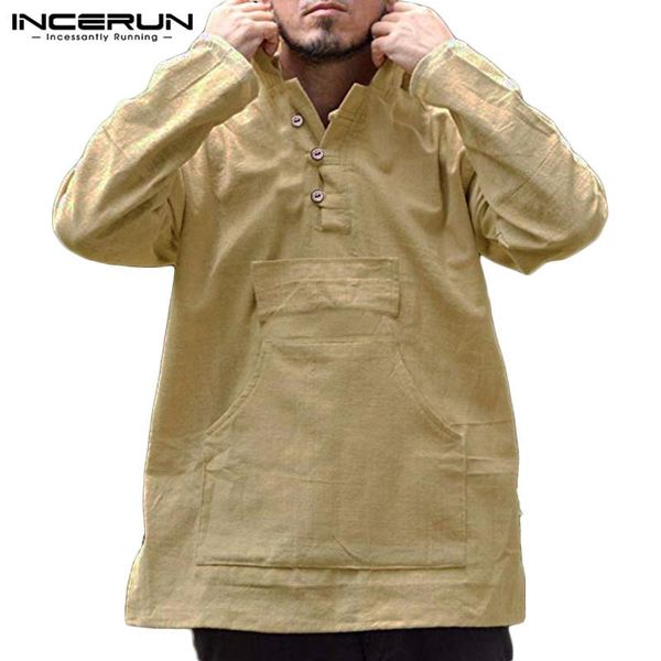 incerun chinese men long sleeve t shirt cotton linen hooded pockets casual loose pullovers vintage plain t-shirts men s-5xl 2021, White;black
incerun chinese men long sleeve t shirt cotton linen hooded pockets casual loose pullovers vintage plain t-shirts men s-5xl 2021, White;black