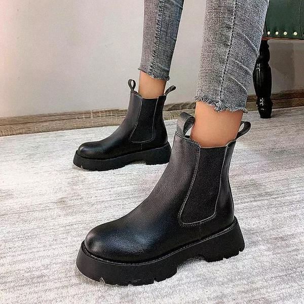 soft pu leather women ankle boots fashion round toe platform shoes ladies casual low heel booties #566c, Black
soft pu leather women ankle boots fashion round toe platform shoes ladies casual low heel booties #566c, Black