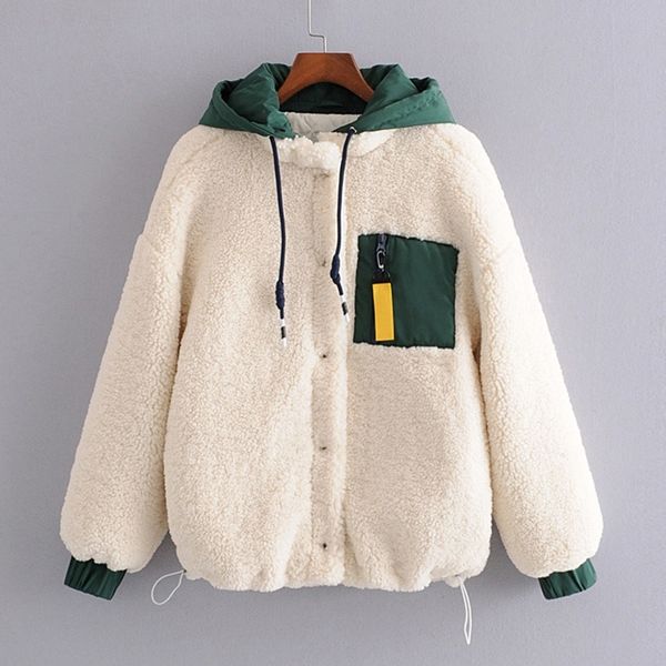 stylish chic patchwork fleece jackets women fashion winter thick hooded lambswool coats casual girls long sleeve outerwear 201110, Black
stylish chic patchwork fleece jackets women fashion winter thick hooded lambswool coats casual girls long sleeve outerwear 201110, Black