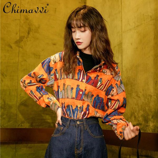 women's blouses & shirts vintage print long-sleeved women 2021 spring fall lapel casual corduroy blouse all-match, White
women's blouses & shirts vintage print long-sleeved women 2021 spring fall lapel casual corduroy blouse all-match, White