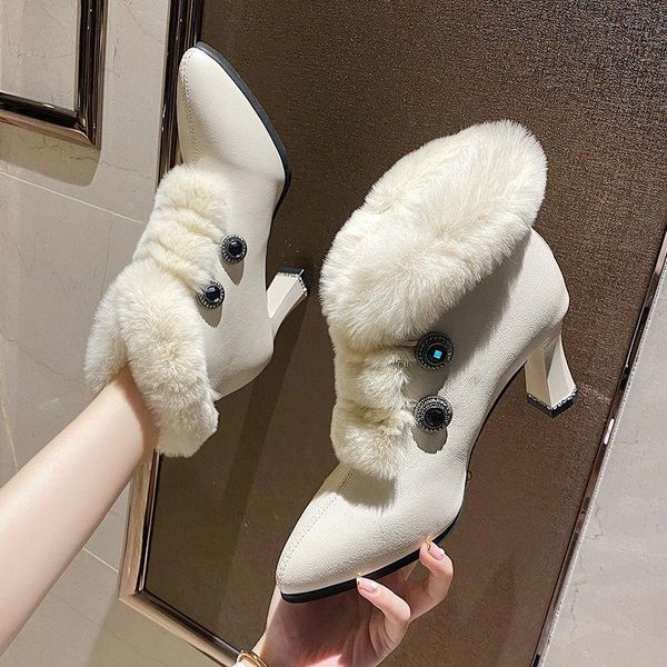 fashion fur short boots,2020 high heeled winter women's shoes,square heel,pointed toe,fashion female footware,black,beige
fashion fur short boots,2020 high heeled winter women's shoes,square heel,pointed toe,fashion female footware,black,beige
