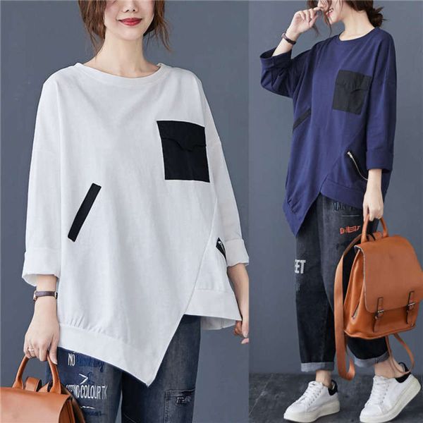 irregular 5 casual and t-shirt versatile personalized collage long sleeve large size women, Black;gray
irregular 5 casual and t-shirt versatile personalized collage long sleeve large size women, Black;gray