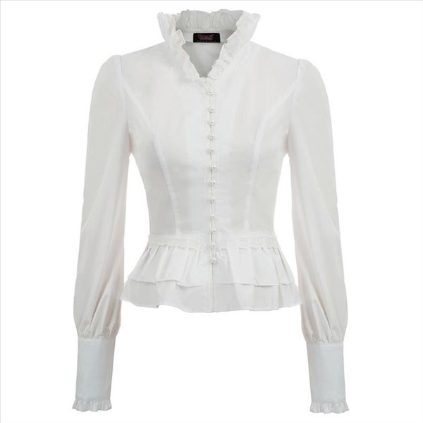 party club lace up shirts women spring fall retro blouse victorian steampunk gothic long sleeve stand collar corset lacing, White
party club lace up shirts women spring fall retro blouse victorian steampunk gothic long sleeve stand collar corset lacing, White