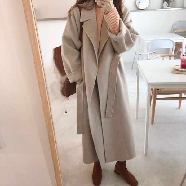 2018 autumn winter turn-down collar blends overcoat solid elegant sashes long outwear women long sleeve woolen coats1, Black
2018 autumn winter turn-down collar blends overcoat solid elegant sashes long outwear women long sleeve woolen coats1, Black