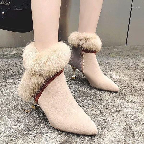 boots fine-heeled furry short and nude women's winter 2021 european american style pointed mid-heel fashion1, Black
boots fine-heeled furry short and nude women's winter 2021 european american style pointed mid-heel fashion1, Black