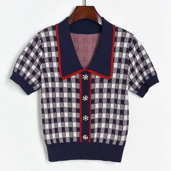 england plaid pullover 2020 summer new viscose contrast color kintted elegant diamond buttons short-sleeved sweaters women1, White;black
england plaid pullover 2020 summer new viscose contrast color kintted elegant diamond buttons short-sleeved sweaters women1, White;black