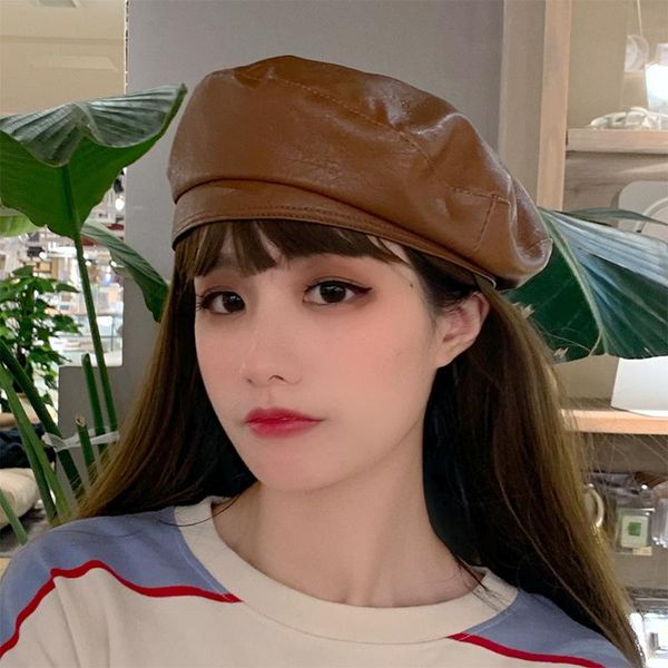 berets h3540 leather beret hat female spring autumn korean pure color shopping casual painter cap women flat fashion simple hats, Blue;gray
berets h3540 leather beret hat female spring autumn korean pure color shopping casual painter cap women flat fashion simple hats, Blue;gray
