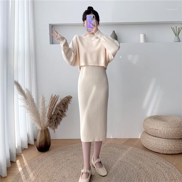 women's two piece outfits loose solid o-neck crop knitted pullover knitting sleeveless medium long bottoming dress1, Gray
women's two piece outfits loose solid o-neck crop knitted pullover knitting sleeveless medium long bottoming dress1, Gray