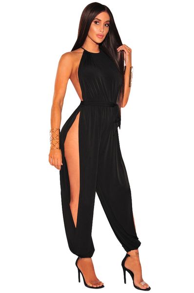 2021 new sleeveless fashion halter cleft side women's released overalls party piece jumpsuit clubwear club gjtr, Black;white
2021 new sleeveless fashion halter cleft side women's released overalls party piece jumpsuit clubwear club gjtr, Black;white