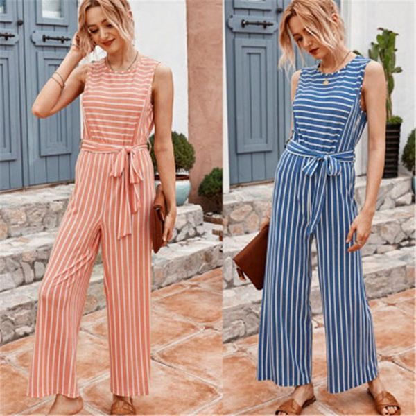 ladies stripe pattern rompers designer female new round neck sleeveless jumpsuits clothes fashion trend loose vest casual pants, Black;white
ladies stripe pattern rompers designer female new round neck sleeveless jumpsuits clothes fashion trend loose vest casual pants, Black;white