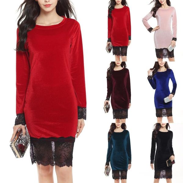 2020 ropa mujer vestidos plus size dress womenn slim solid color lace stitching long sleeve sukienki robe hiver femme, Black;gray
2020 ropa mujer vestidos plus size dress womenn slim solid color lace stitching long sleeve sukienki robe hiver femme, Black;gray